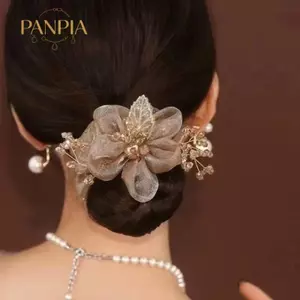 PNPIA- Thanh Lịch Kim Cương Giả Dây Buộc Tóc Nữ Đuôi Ngựa Bóng Đầu Dây Cao Su Scrunchie Nhẫn