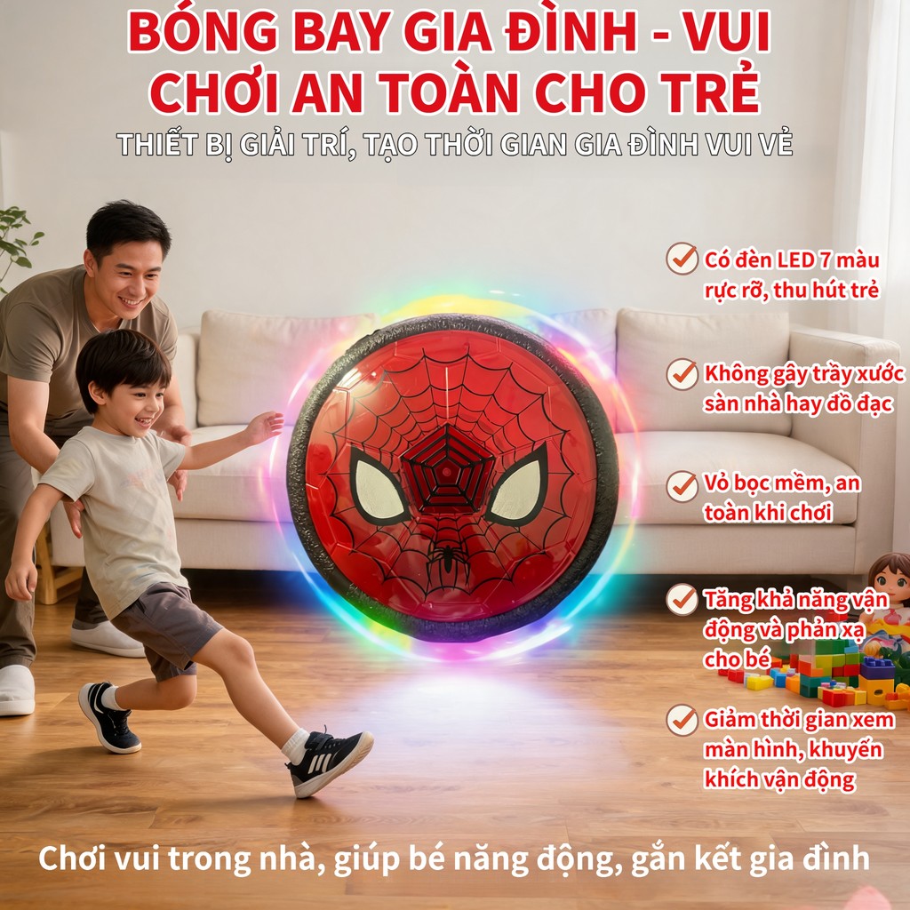 Bóng đá lơ lửng Người Nhện quà tặng sinh nhật Tết Thiếu nhi cho bé yêu thích Người Nhện，đồ chơi trẻ em chơi trong nhà