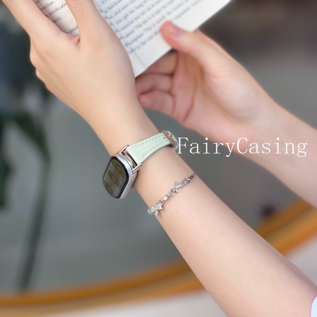 Dây đeo bằng da họa tiết mỏng Litchi cho Xiaomi Mi Band 10 9 8 7 cho Redmi Watch 6 5 4 Vòng đeo tay thay thế