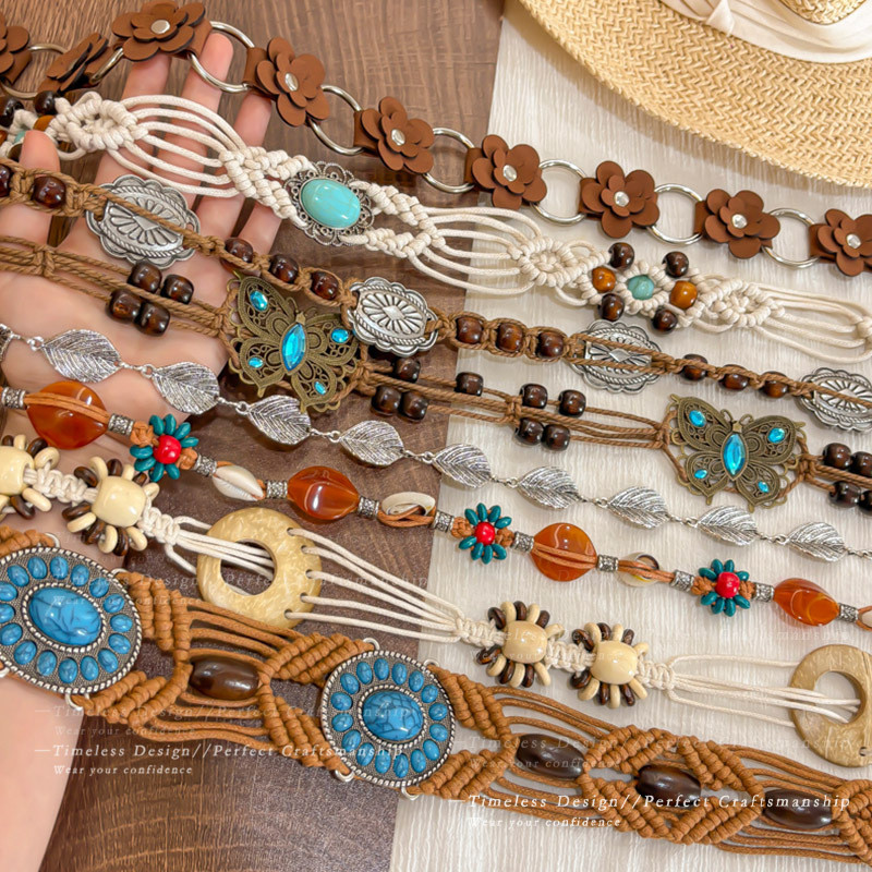 2026 Phong Cách Mới Phong Cách Dân Tộc Phù Hợp Với Dây Thắt Lưng Trang Trí Nữ Bohemian Tay Dệt Thắt Lưng