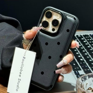 Túi đựng trống họa tiết da Vỏ dày Thích hợp cho iPhone 17 Pro Max 13 Pro 11 Pro XS 15 Pro Max 12 14 ProMax 8 Plus 16 ProMax Chấm bi nhỏ Thời trang Chống va đập