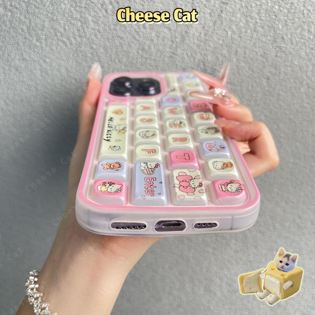 Ốp Lưng Điện Thoại Bàn Phím 3D Chữ Kitty Cho iPhone 16 15 14 13 12 11 17 Pro Max Giảm Căng Thẳng
