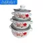 Nồi súp tráng men 3 món có nắp, Bộ Mini tráng men, cổ điển, có tay cầm, Nồi súp đáy phẳng, Nồi nấu cho gia đình, nhà hàng