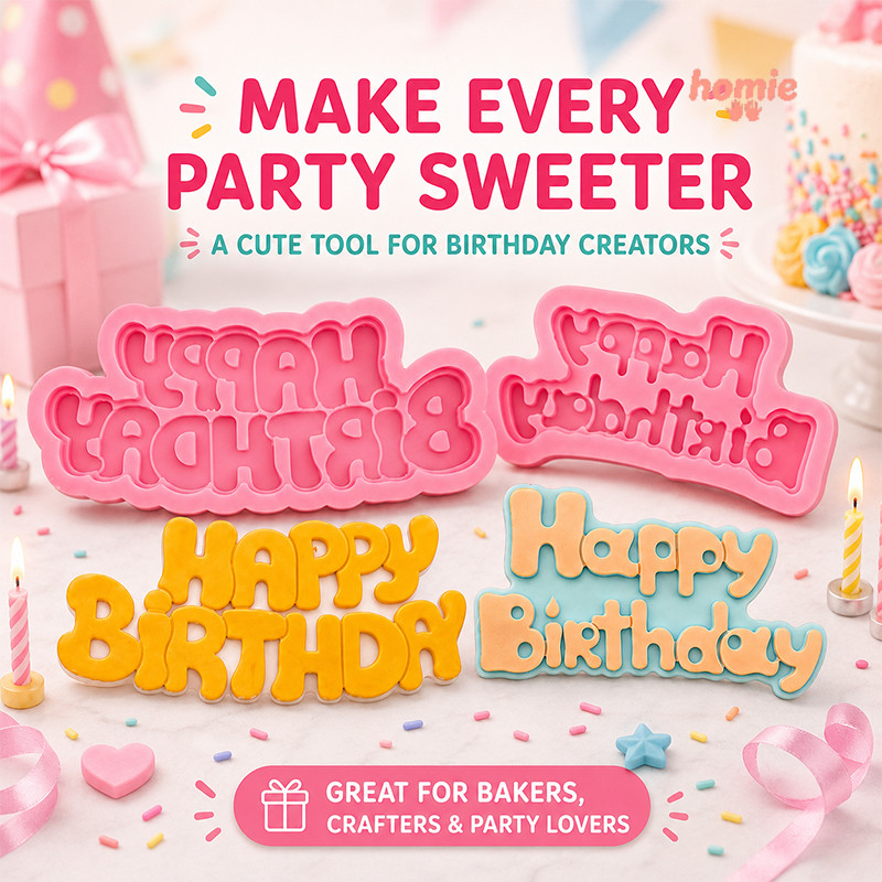 ✨Homie✨Khuôn silicon làm bánh fondant hình chữ cái chúc mừng sinh nhật, tự làm khuôn trang trí bánh kem hình chữ cái