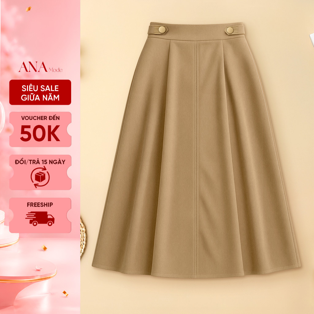 Chân Váy Công Sở Trung Niên ANA Mode Chất Liệu Cotton Lạnh Thanh Lịch Đi Tiệc Quà Tặng Mẹ CV25CBH27
