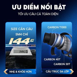 Cần câu đài V5 PLUS độ cứng 5H phiên bản tổng hợp carbon T1000+40T+30T Rice Fishing CC-51