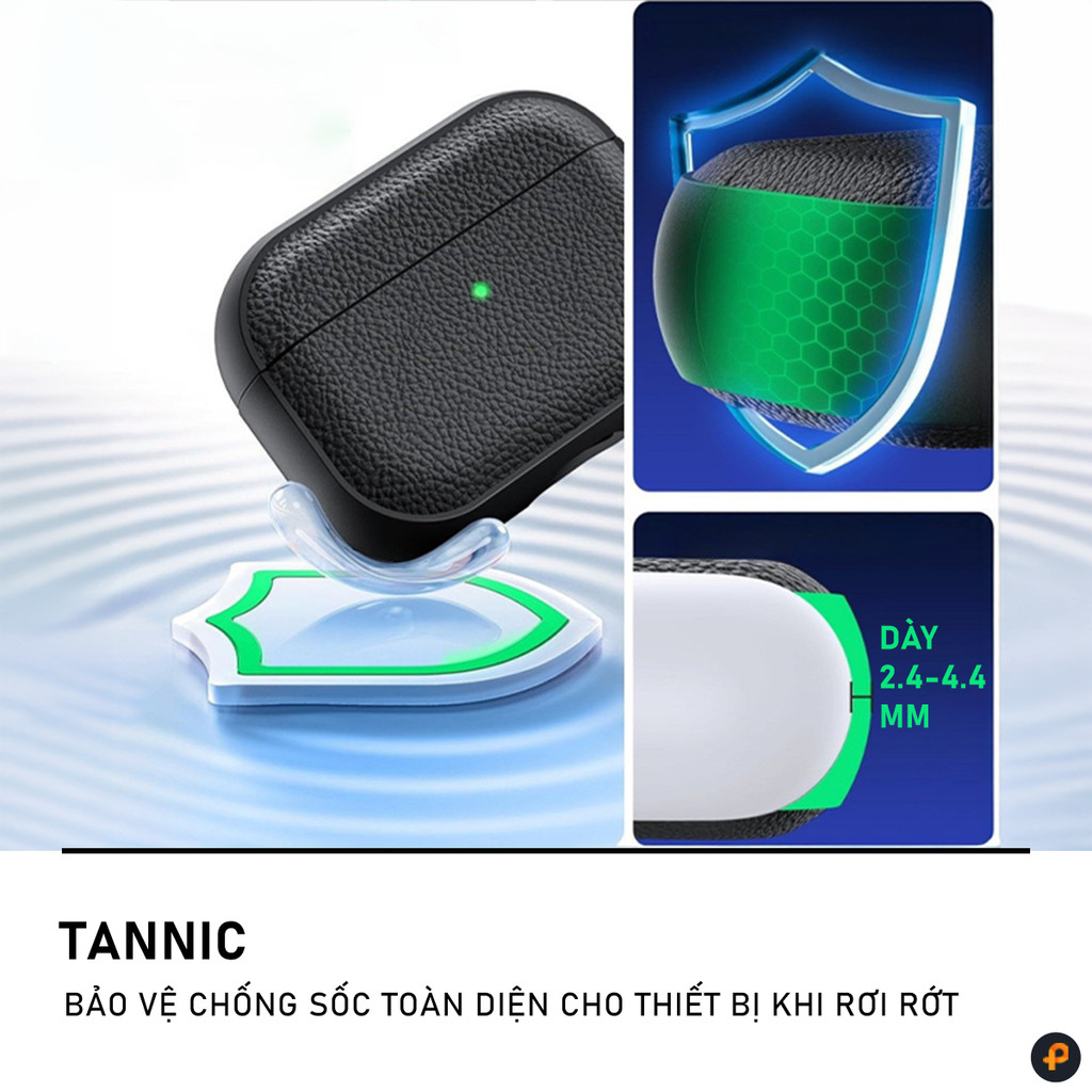Ốp Da Bảo Vệ Chống Sốc Cao Cấp Kèm Móc Treo Cho Tai Nghe Airpods Pro 3 2 Airpods 4