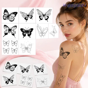 WANYEDI 10 Cái / bộ Hình Xăm Tạm Thời, Miếng Dán Hình Xăm Bướm Chống Thấm Nước Lâu Dài, Sơn Cơ Thể Thực Tế Hình Bướm Mặt Hình Xăm Miếng Dán Nghệ Thuật Cơ Thể