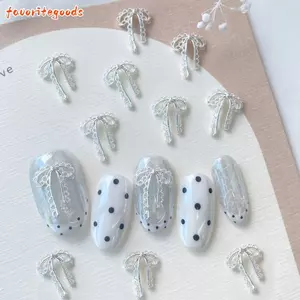 FAVORITEGOODS 20 Chiếc Móng Tay Nghệ Thuật Trang Trí, Kim Loại Ren Nơ Móng Tay Nghệ Thuật Quyến Rũ, Thời Trang Phong Cách Pháp Thanh Lịch Ngọt Ngào Móng Tay Trang Trí Làm Móng Tay