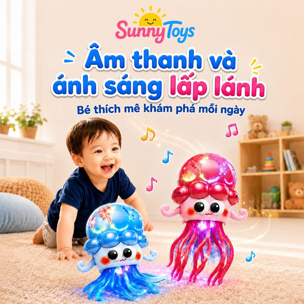 Đồ Chơi Bạch Tuộc SunnyToys Có Đèn Nhạc - Nhảy Múa Vui Nhộn, Tự Đổi Hướng Khi Chạy