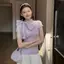 < YEI > Áo thun dệt kim ngắn tay ngọt ngào kiểu Pháp mùa hè dành cho nữ mới