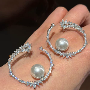 Thời Trang Mới Zircon Tua Rua Hoa Ánh Sáng Sang Trọng Bông Tai Thanh Lịch