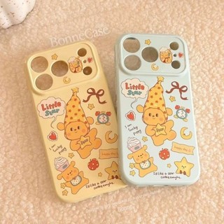 Dành Cho IPhone 17 16 15 14 plus 13 12 11 Pro Max 7 8 Plus Màu vàng ngôi sao gấu con trường hợp điện thoại