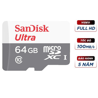 Thẻ Nhớ MicroSDXC SanDisk Ultra 64GB 100MB/s 533X UHS-I - Chính Hãng | A1 | Bảo Hành 5 Năm