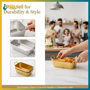 Đĩa phục vụ bằng thép không gỉ BVY Sna có tay cầm Khay đựng thức ăn hiện đại cho bữa tiệc ngày lễ Bàn ăn và sử dụng hàng ngày.