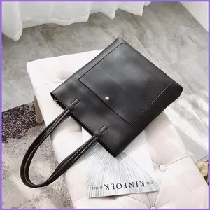 SQ11 Thiết Kế Đơn Giản Túi Tote Da PU Túi Mua Sắm Thông Thường Nữ Màu Nguyên Chất Tote Túi Xách Làm Việc Grils Trường Học