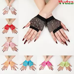Găng Tay Kim Cương Giả VVDZA, Trang Trí Sáng Bóng Fishnet Thiết Kế Găng Tay Ngón, Găng Tay Nữ Găng Tay Cosplay Phong Cách Gợi Cảm Găng Tay Ngắn Khiêu Vũ Hiệu Suất