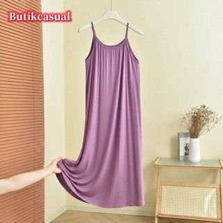 Váy Sling Nữ Plus Size Mùa Hè Không Tay Bộ Đồ Ngủ Váy Trơn Thường Ngày Váy Ngủ
