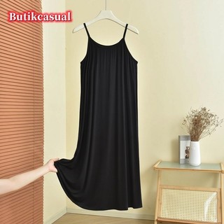 Váy Sling Nữ Plus Size Mùa Hè Không Tay Bộ Đồ Ngủ Váy Trơn Thường Ngày Váy Ngủ