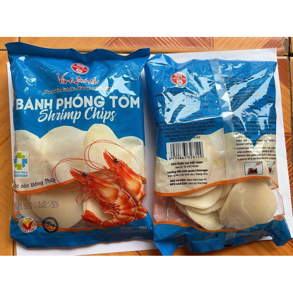 Bánh Phồng Tôm Bích Chi Gói Lớn 200Gr - Thơm ngon, giòn rụm - đặc sản Đồng Tháp