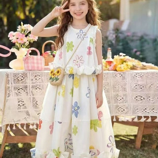 Bộ váy hoa cho bé gái phong cách resort - Áo sát nách phối chân váy dài hai món ngọt ngào mùa hè