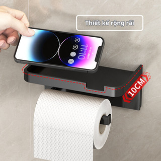 Giá treo cuộn giấy vệ sinh HomieTech, có ngăn giữ đồ, dán tường đựng đồ tiện dụng