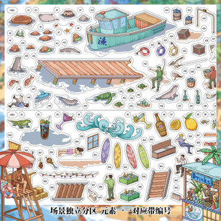 Mushy 6.0 Holiday Beach Dầu Đặc Biệt Cảnh Quan Dán Phiên Bản Lớn Ba Chiều Thu Nhỏ Cảnh Cắt Dán Giải Nén