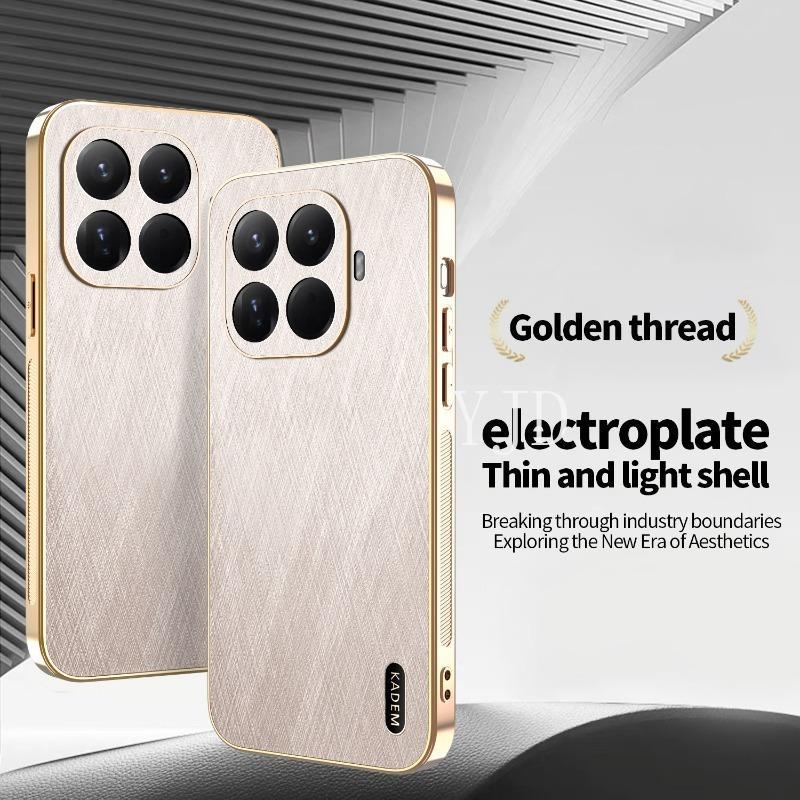 Ốp Lưng Cho Xiaomi 17T Pro Gold Silk Skin Khung Mạ Điện Chống Rơi Vỏ Điện Thoại