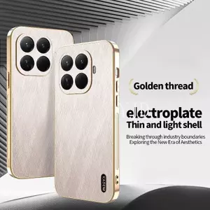 Ốp Lưng Cho Xiaomi 17T Pro Gold Silk Skin Khung Mạ Điện Chống Rơi Vỏ Điện Thoại