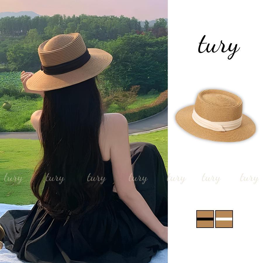 Nón Cói Unisex Nam Nữ - Tury - Mũ Cói Trơn Phối Dây Phong Cách Basic - NC126