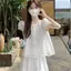 Áo voan tay phồng trắng dành cho nữ Áo sơ mi trẻ em kiểu Pháp mùa hè Áo sơ mi ngắn eo Áo sơ mi nhỏ ôm sát hơn Áo sơ mi ngắn tay bằng thịt