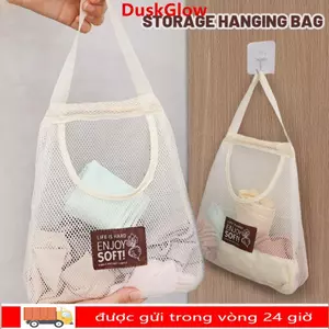Túi đựng đồ lặt vặt DUSKGLOW, Dụng cụ treo rỗng có thể tái sử dụng, Tất đựng đồ lót rau củ dung tích lớn Tay cầm mở rộng Túi lưới nhà bếp