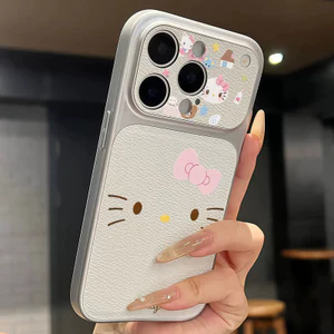 Ốp lưng iPhone Họa tiết da mạ họa tiết Hello Kitty iPhone 17 16 15 14 13 12 11 Pro Max Plus Max
