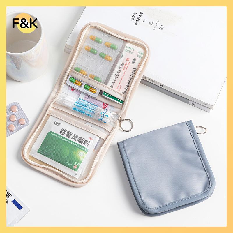 Túi đựng y tế Mini F & K Di động có thể gập lại Mở lớn có khóa kéo Bộ sơ cứu Túi lưu trữ thiết yếu du lịch ngoài trời.