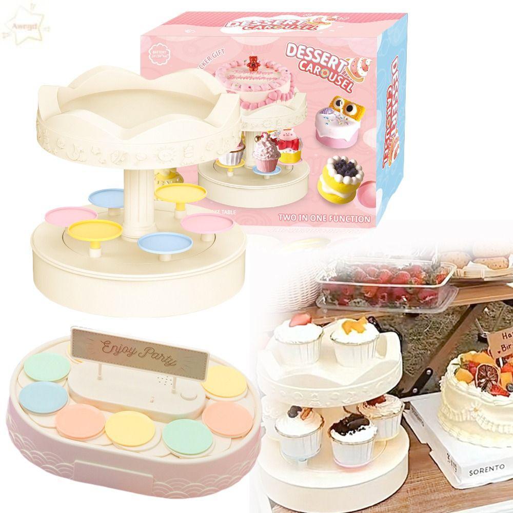 Máy làm bánh xoay tự động AWNGD, Giá đỡ bánh cupcake âm nhạc, Giá đỡ bánh cupcake sáng tạo Macarons Món tráng miệng Giá để bàn xoay Trang trí tiệc sinh nhật