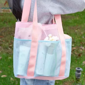 Túi đi biển GILL, Túi bơi lưới cầm tay, Túi đựng mỹ phẩm dung tích lớn có thể gập lại