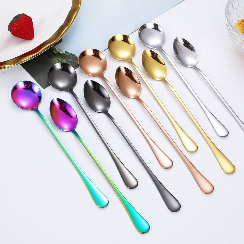 Thìa Khuấy Inox 1010 Thìa Đá Tay Cầm Dài Thìa Tráng Miệng Giá Trị Cao Thìa Kem Tròn Thìa Cà Phê U4RD