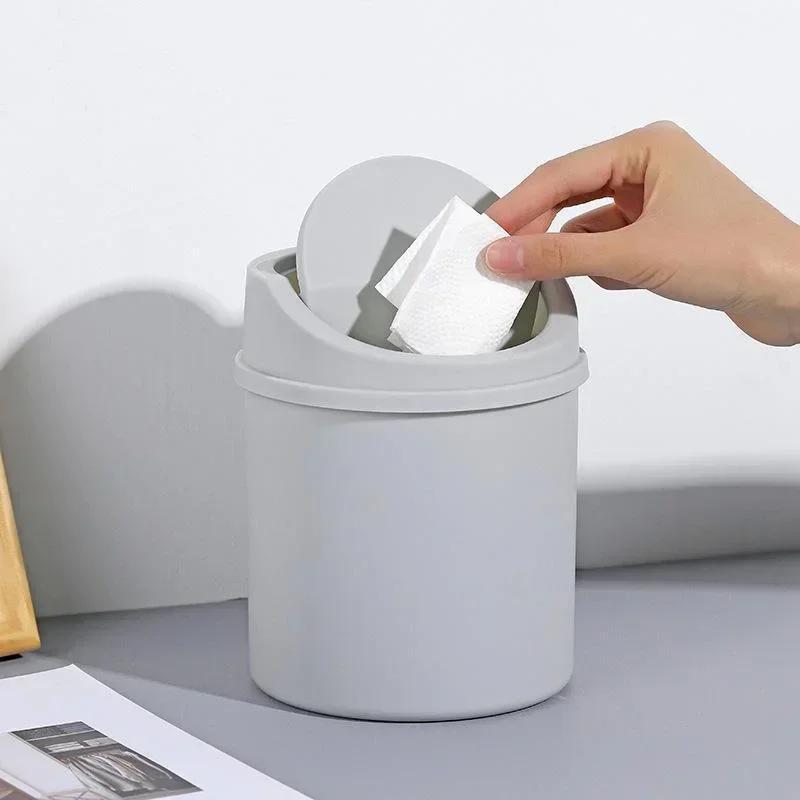 Thùng rác mini có nắp để bàn, phụ kiện giữ vệ sinh phòng ngủ & bàn làm việc