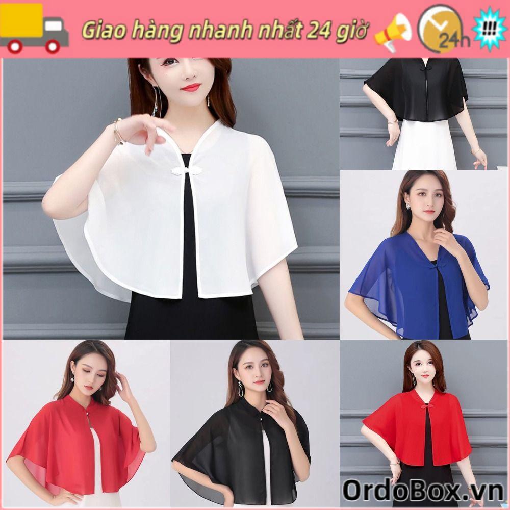 Khăn choàng voan ORDOBOX, Khăn choàng vải tuyn thoáng khí nhiều màu, Áo khoác mỏng ren nữ ngắn mùa hè
