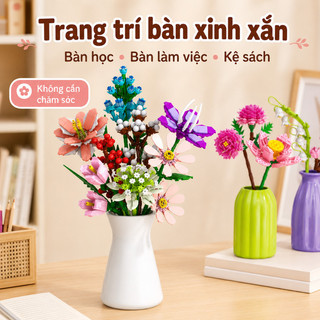Bộ lắp ráp hoa DIY – Fullbox 12 mẫu hoa, mô hình trang trí để bàn – Quà tặng dễ thương–Phù hợp góc học tập, bàn làm việc