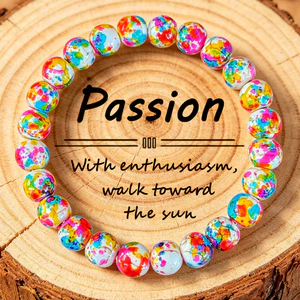 Vòng tay đính cườm đá cầu vồng - Hạt bắn tung tóe đầy màu sắc 8mm - Passion Energy Unisex Phụ kiện thời trang thông thường sang trọng