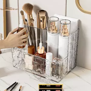 TRTR Ánh Sáng Sang Trọng Trong Suốt Để Bàn Hộp Bảo Quản Đa Lưới Trang Điểm Hộp Đựng Mỹ Phẩm Dung Tích Lớn Hộp Điều Khiển Từ Xa VN