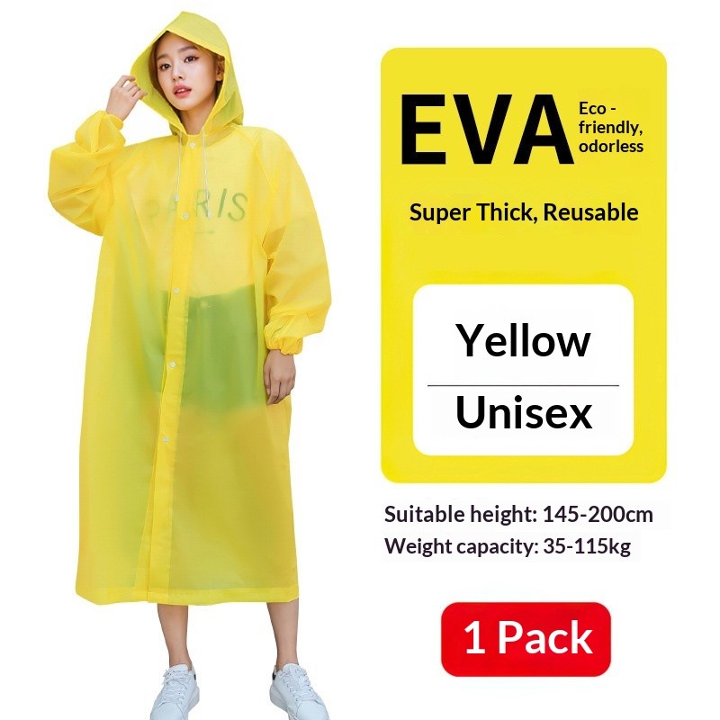 Áo mưa EVA dày VG dành cho người lớn Unisex Áo mưa dài có mũ trùm đầu chống nước Bảo vệ đi xe đạp ngoài trời