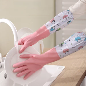 Găng tay rửa chén in hình, Găng tay nhà bếp chống nước mở rộng bằng cao su bền bỉ