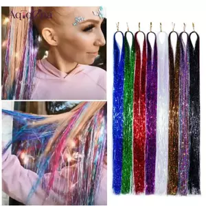 AqToCna 200 Dây Ba Chiều Lấp Lánh Tóc Thiếc Phần Mở Rộng Dazzles 90cm Nữ Hippie AqToCna