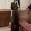 Áo sơ mi màu cà phê đi lại cao cấp mới Quần ống rộng phù hợp với nữ