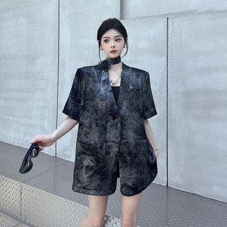 Áo blazer nhuộm chàm cao cấp kiểu Pháp có dây ruy băng dành cho nữ, kiểu dáng mới lạ và độc đáo