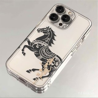 Ốp Điện Thoại Trong Suốt Hợp Thời Trang Độc Đáo Họa Tiết Ngựa Thích Hợp Cho iPhone 17promax / 14promax / 16 / 13 / 15pro / 12pro / 13promax Ốp Chống Va Đập