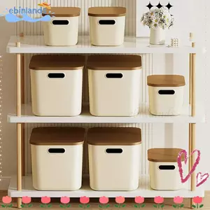 Giỏ đựng đồ EBINLANDS, Chống bụi có nắp Hộp đựng tay cầm, Đồ chơi trang điểm bền bỉ có thể xếp chồng lên nhau Hộp đựng máy tính để bàn dung tích lớn cho tủ quần áo Văn phòng tại nhà