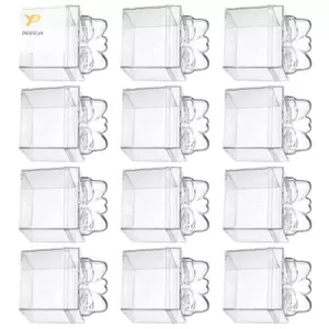 PPY 12 Cái Nơ Kẹo Hộp Bảo Quản Trong Suốt Tiệc Acrylic Điều Trị Giá Đỡ Hộp Gói Cho Lễ Kỷ Niệm Đám Cưới